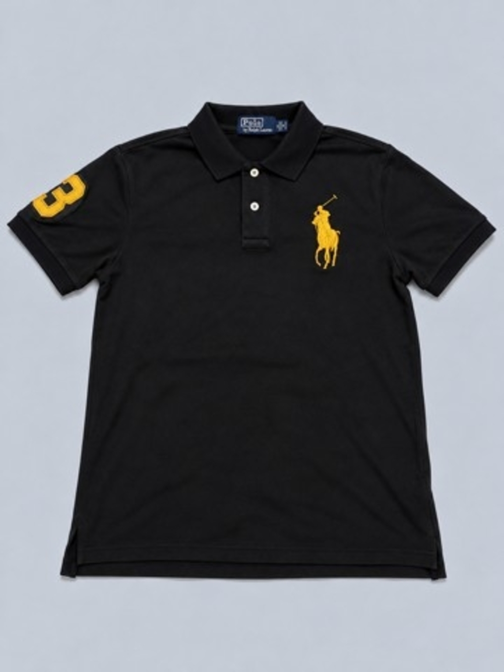 Polo by Ralph Lauren Men’s Black Polo Shirt with Yellow Logo